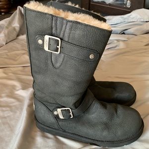UGG Kensington black suede moto style boots size 9